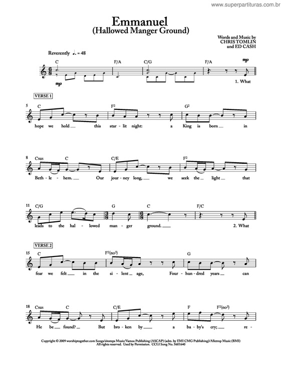 Partitura da música Emmanuel v.3