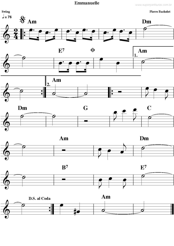 Partitura da música Emmanuelle