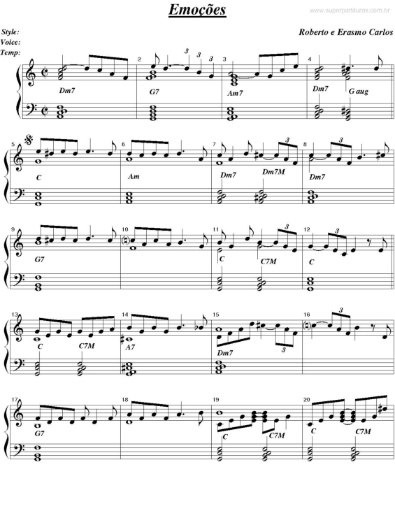 Partitura da música Emoções v.2