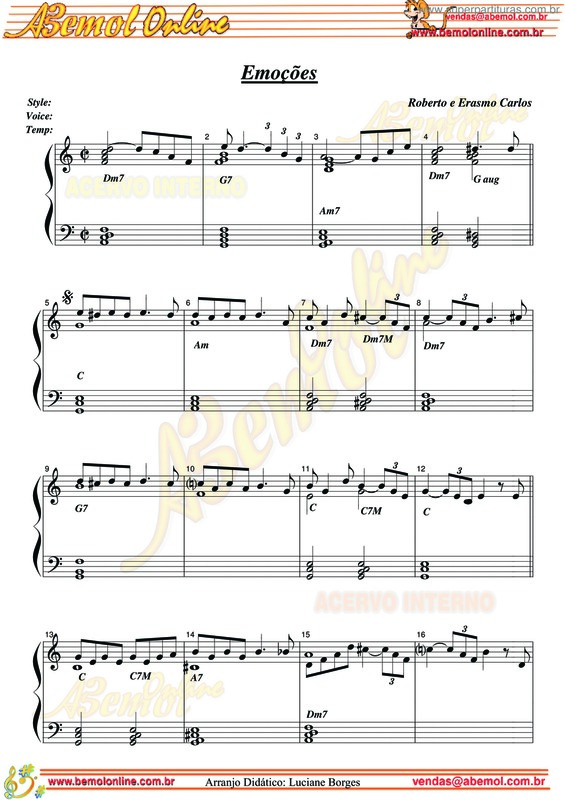 Partitura da música Emoções v.8