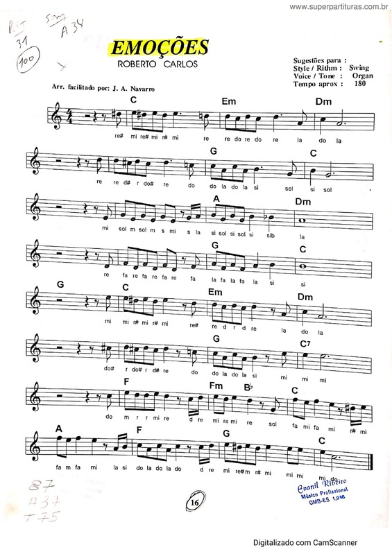 Partitura da música Emoções v.9