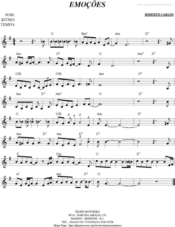 Partitura da música Emoções