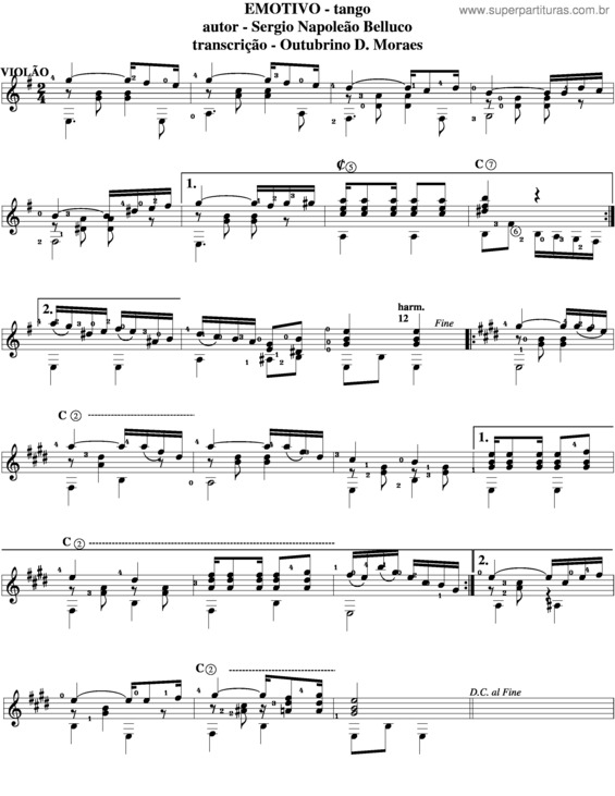 Partitura da música Emotivo