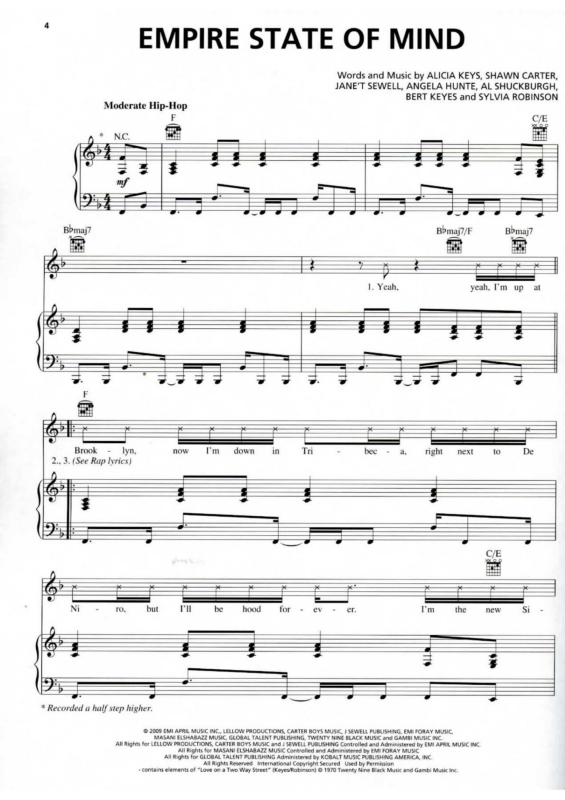 Partitura da música Empire State of Mind