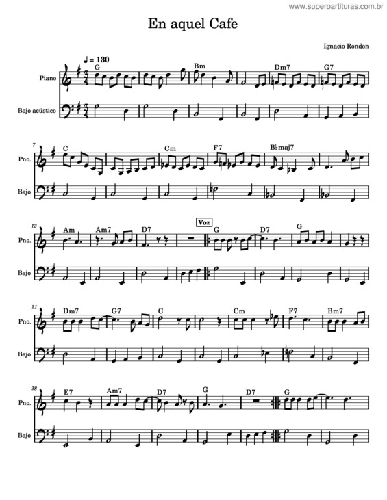 Partitura da música En Aquel Cafe – Ignacio Rondon