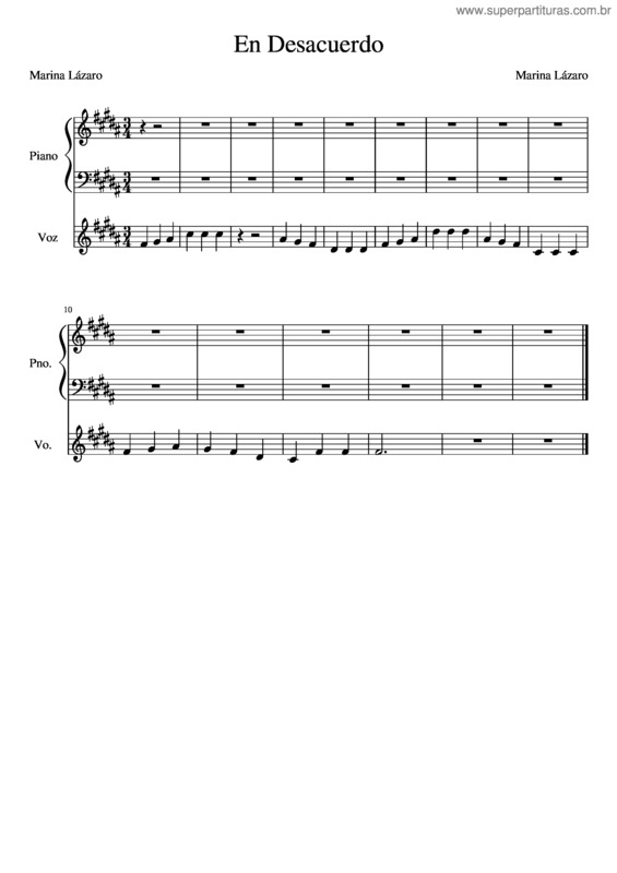 Partitura da música En Desacuerdo