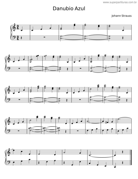 Partitura da música En El Bello Danubio Azul – Johann Strauss Ii.