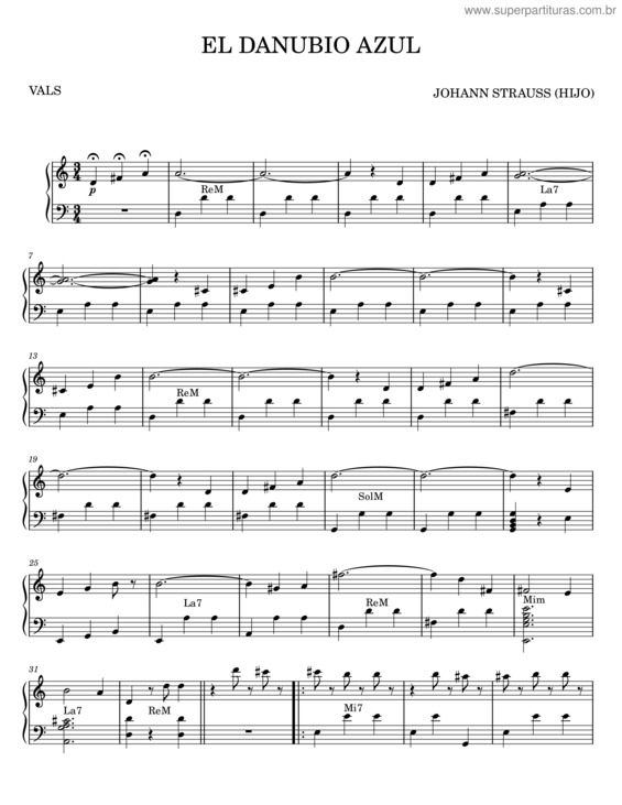 Partitura da música En El Bello Danubio Azul – Johann Strauss Jr. v.2
