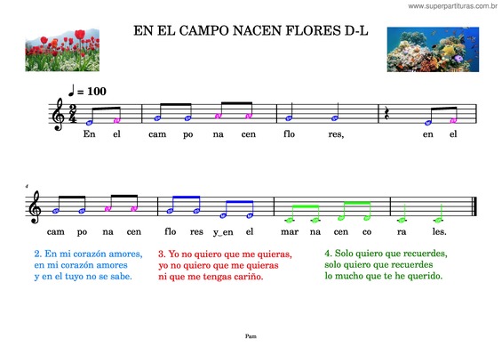 Partitura da música En El Campo Nacen Flores D-L
