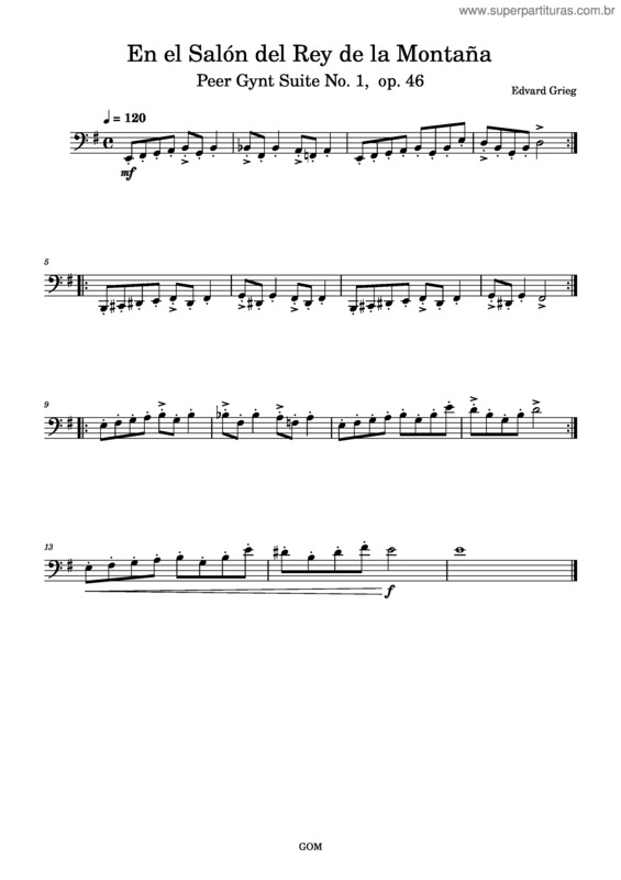 Partitura da música En El Salón Del Rey De La Montaña