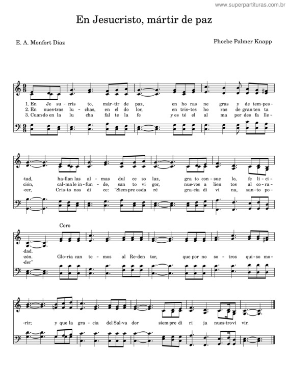 Partitura da música En Jesucristo, Mártir De Paz – Phoebe Palmer Knapp