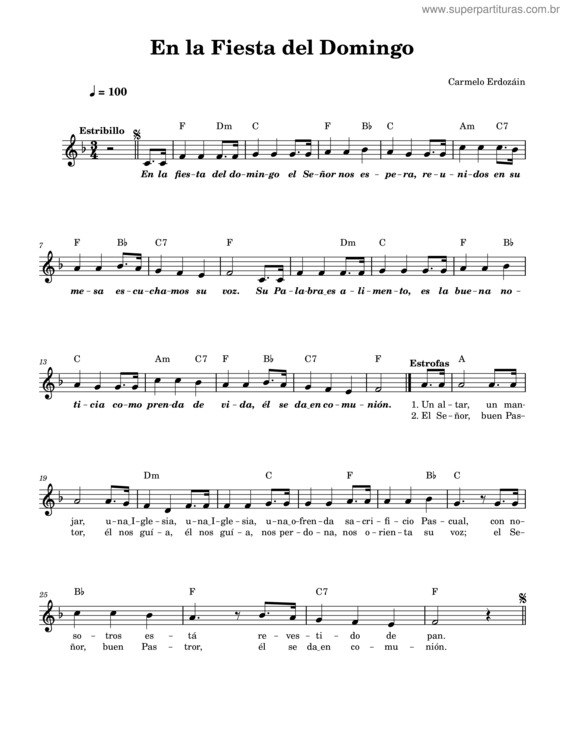 Partitura da música En La Fiesta Del Domingo – Carmelo Erdozáin