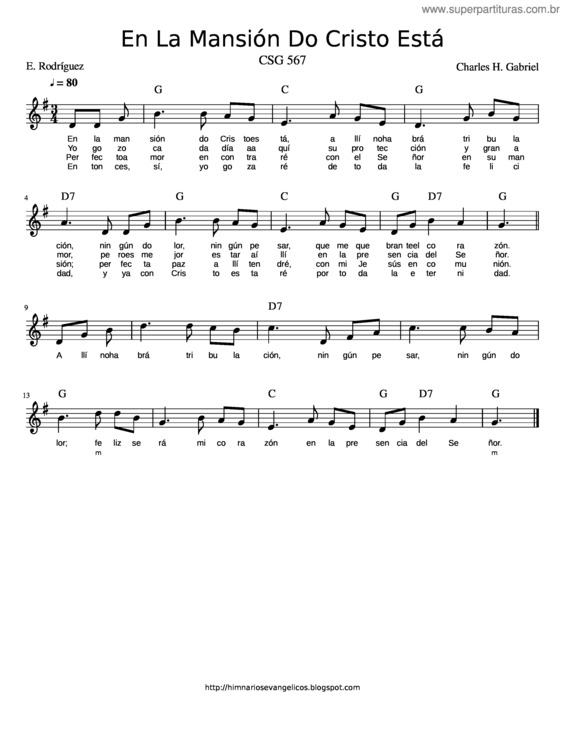 Partitura da música En La Mansión Do Cristo Está