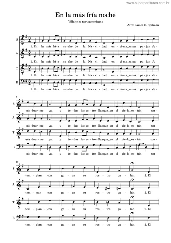 Partitura da música En La Mas Fria Noche – Unknown Author