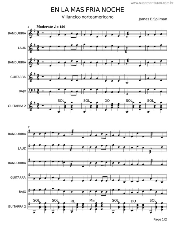 Partitura da música En La Mas Fria Noche v.2