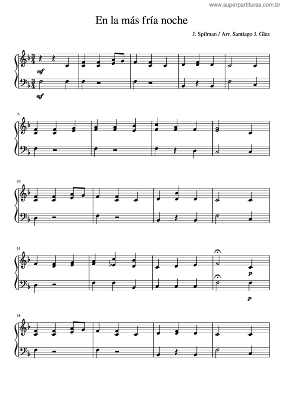 Partitura da música En La Más Fría Noche