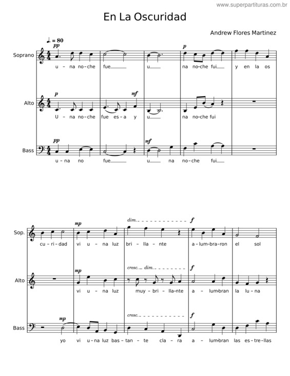 Partitura da música En La Oscuridad
