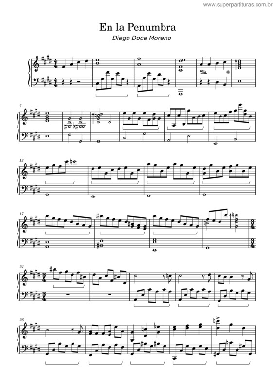 Partitura da música En La Penumbra – Diego Doce Moreno
