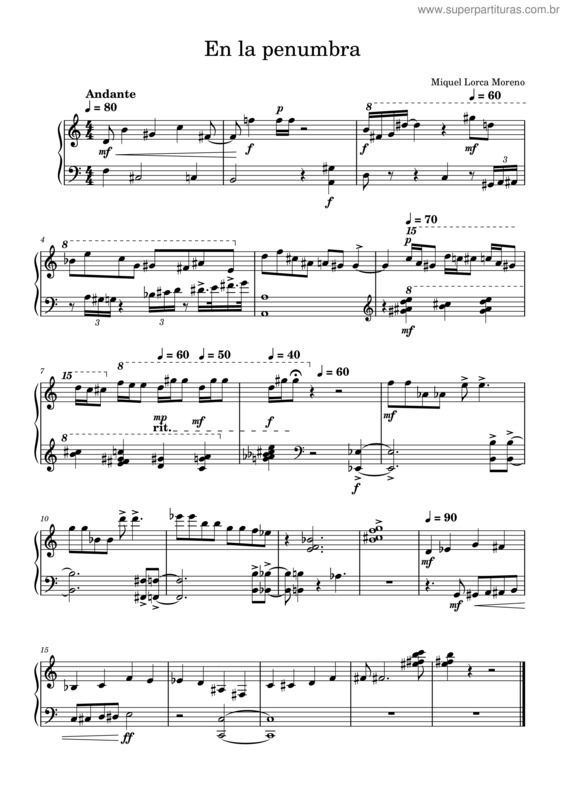 Partitura da música En La Penumbra