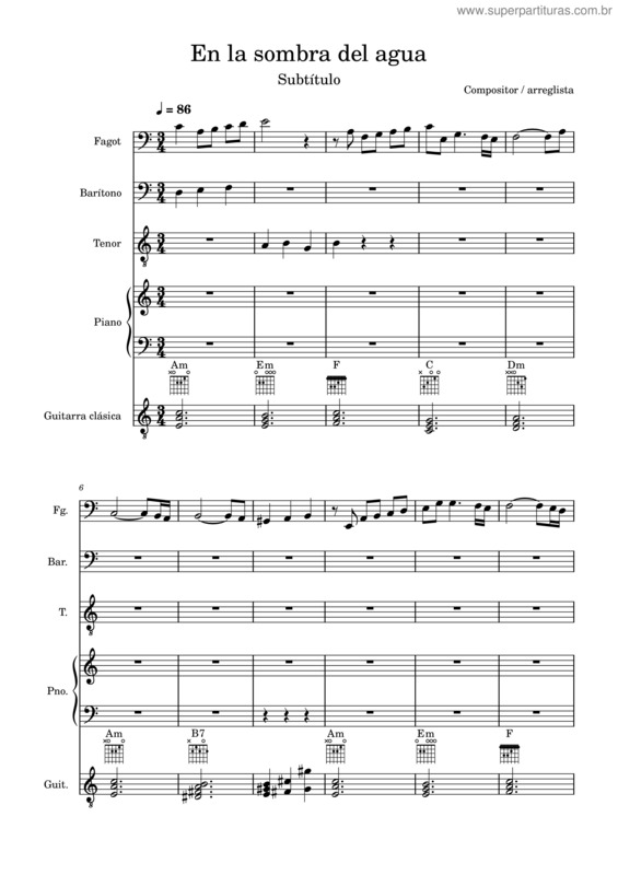 Partitura da música En La Sombra Del Agua Pdf