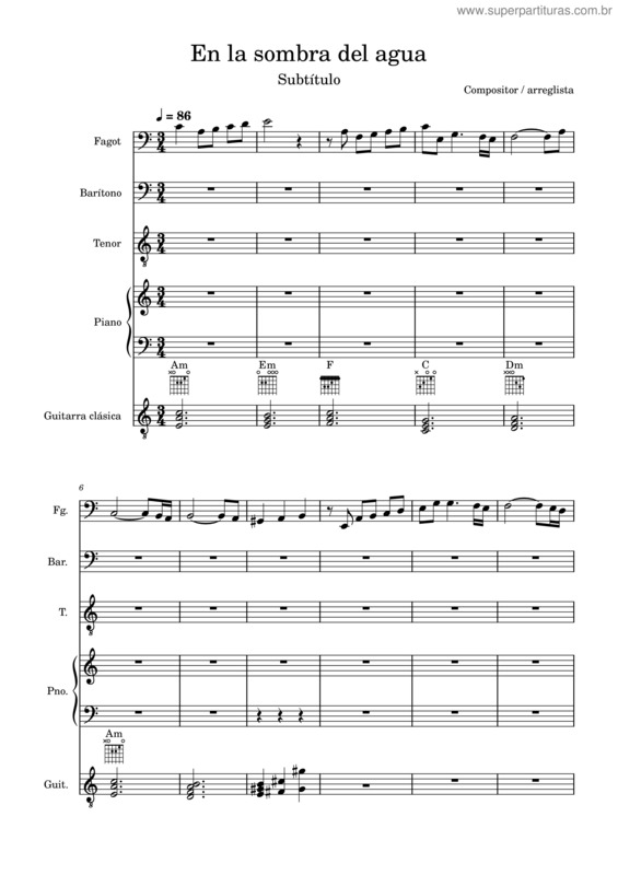 Partitura da música En La Sombra Del Agua