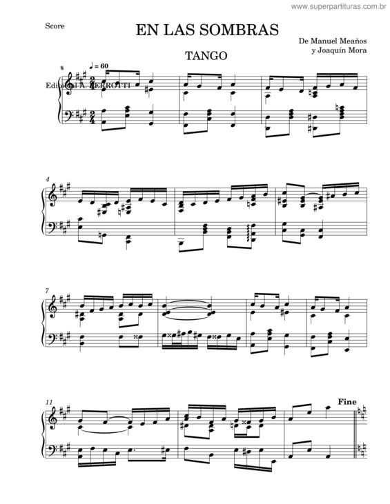 Partitura da música En Las Sombras