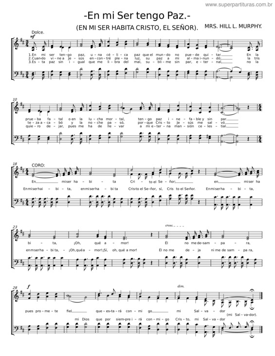 Partitura da música En Mi Ser Tengo Paz