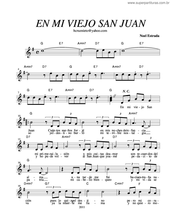 Partitura da música En Mi Viejo San Juan