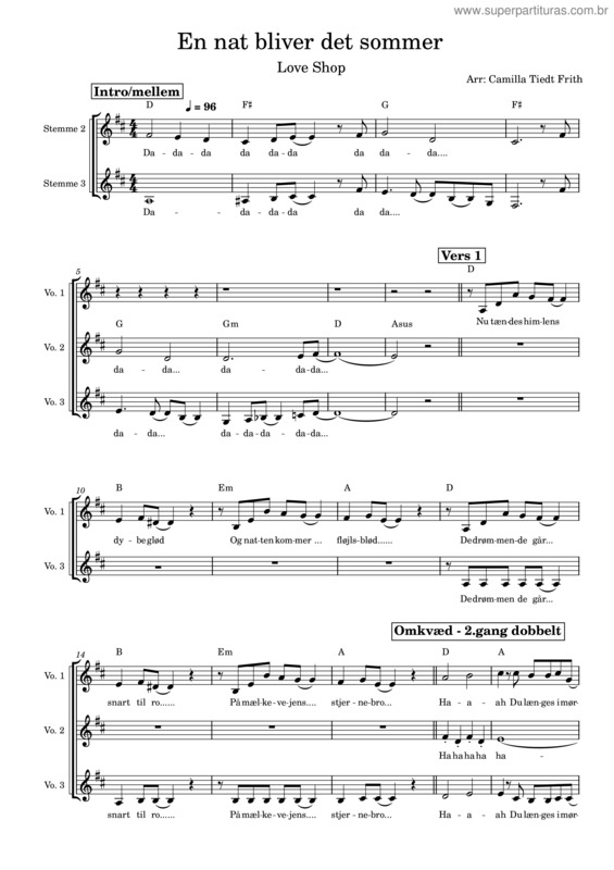 Partitura da música En Nat Bliver Det Sommer
