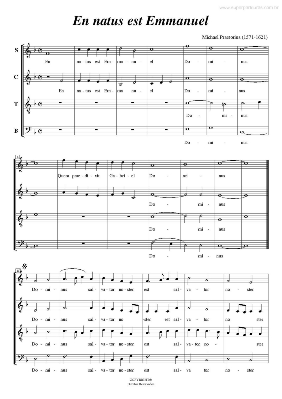 Partitura da música En Natus est Emmanuel