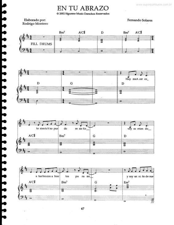 Partitura da música En Tu Abrazo