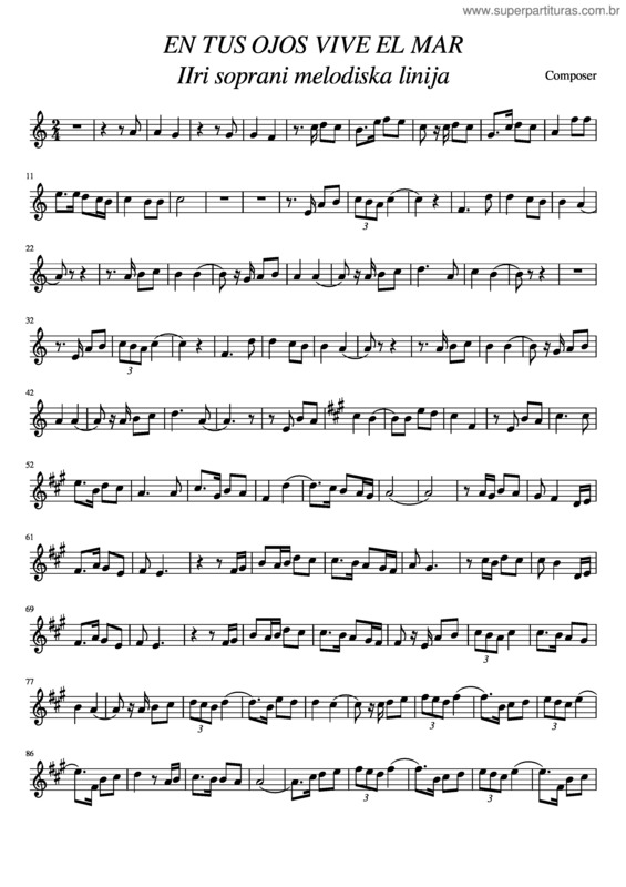 Partitura da música En Tu Ojos Vive El Mar Iiri Soprani Melodiska Linija
