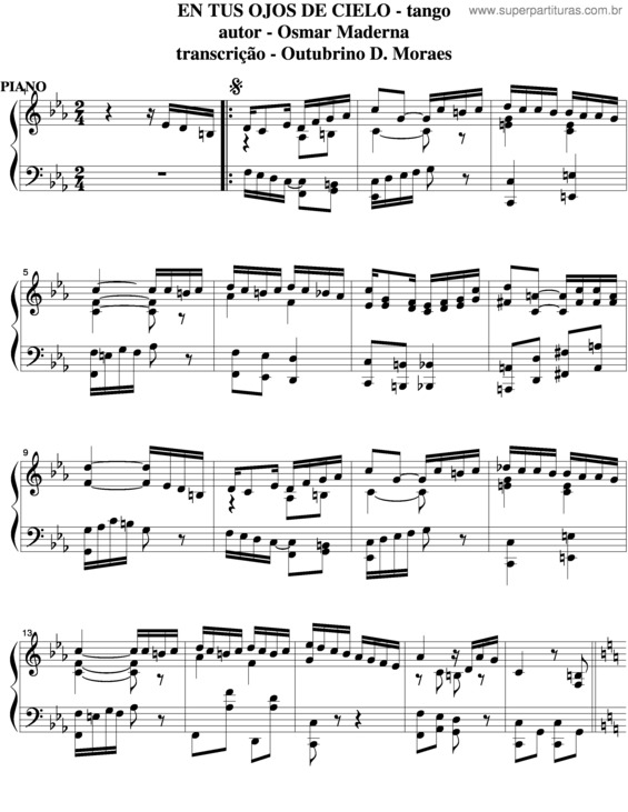 Partitura da música En Tus Ojos De Cielo