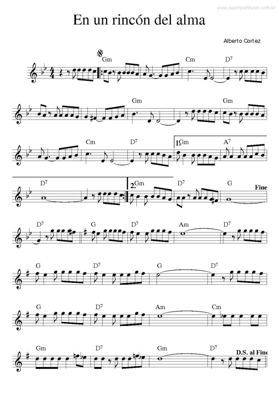 Partitura da música En un rincón del alma