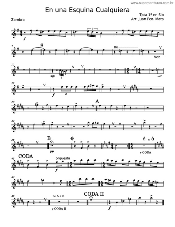 Partitura da música En Una Esquina Cualquiera – Marifé De Triana