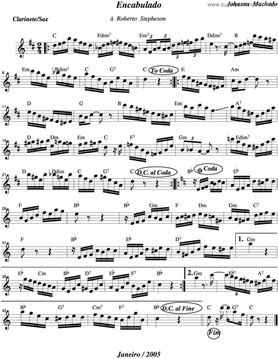 Partitura da música Encabulado