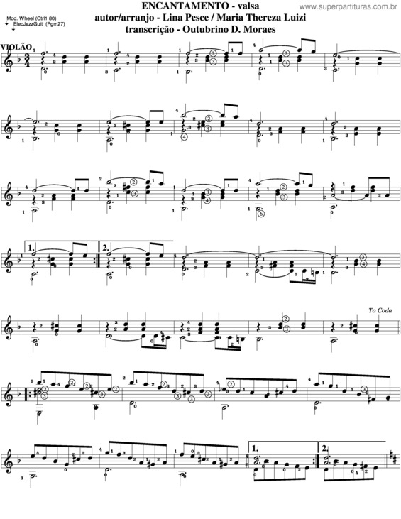 Partitura da música Encantamento v.4