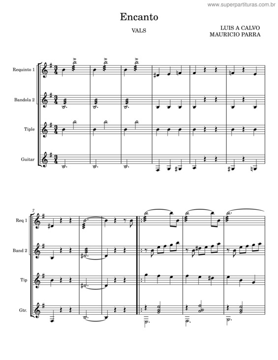 Partitura da música Encanto – Luis A Calvo