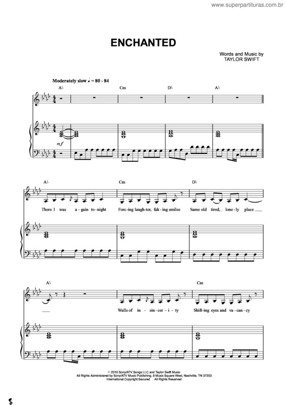 Partitura da música Enchanted