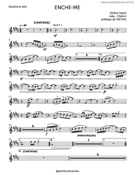 Partitura da música Enche–Me – Isaias Saad