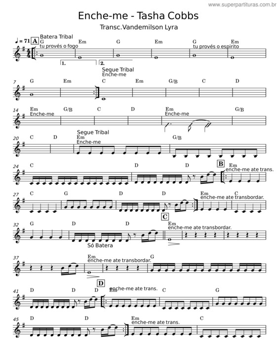 Partitura da música Enche–Me – Tasha Cobbs