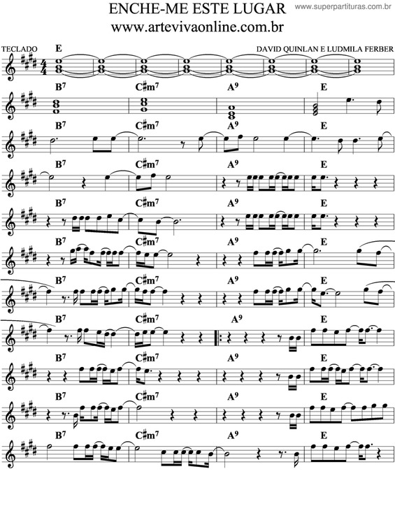 Partitura da música Enche-Me Este Lugar