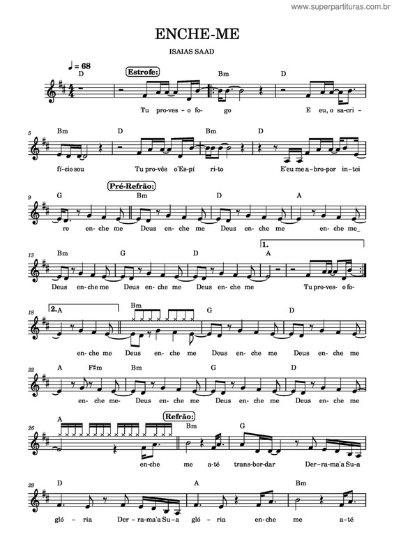 Partitura da música Enche-Me