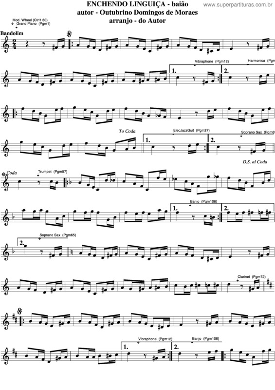 Partitura da música Enchendo Linguiça v.2