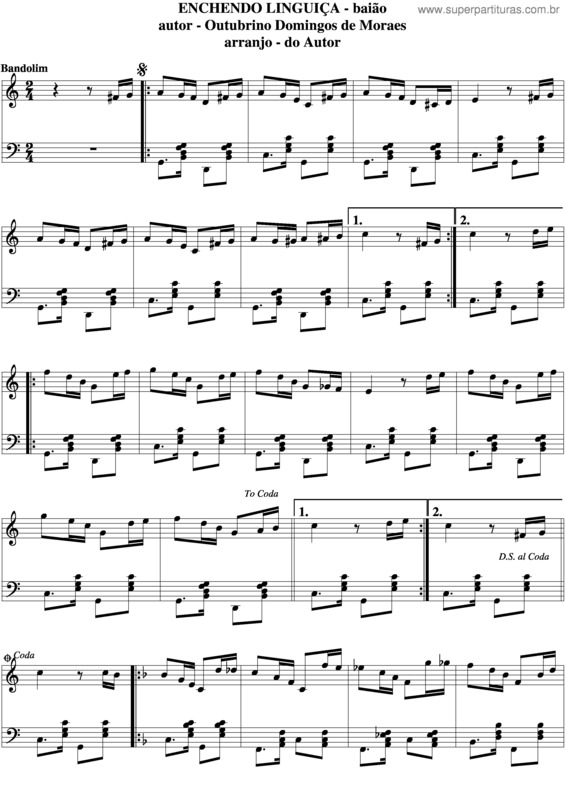 Partitura da música Enchendo Linguiça v.3