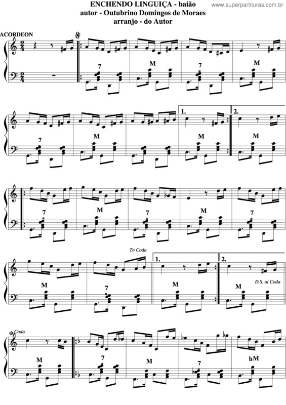 Partitura da música Enchendo Linguiça