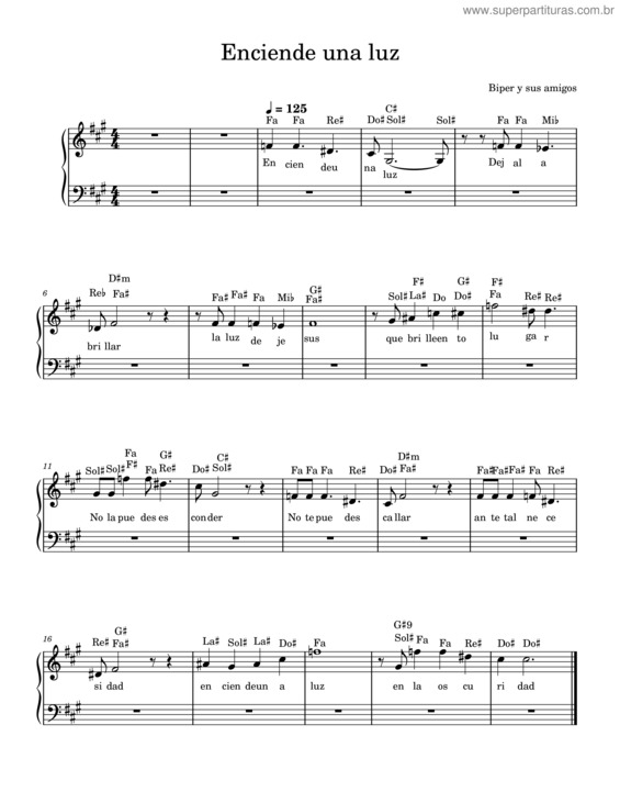 Partitura da música Enciende Una Luz – Chispa.Educacion.Musical