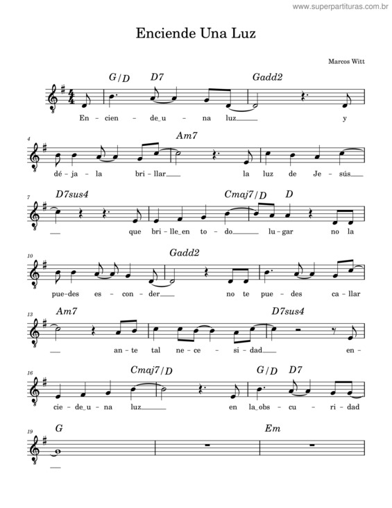 Partitura da música Enciende Una Luz