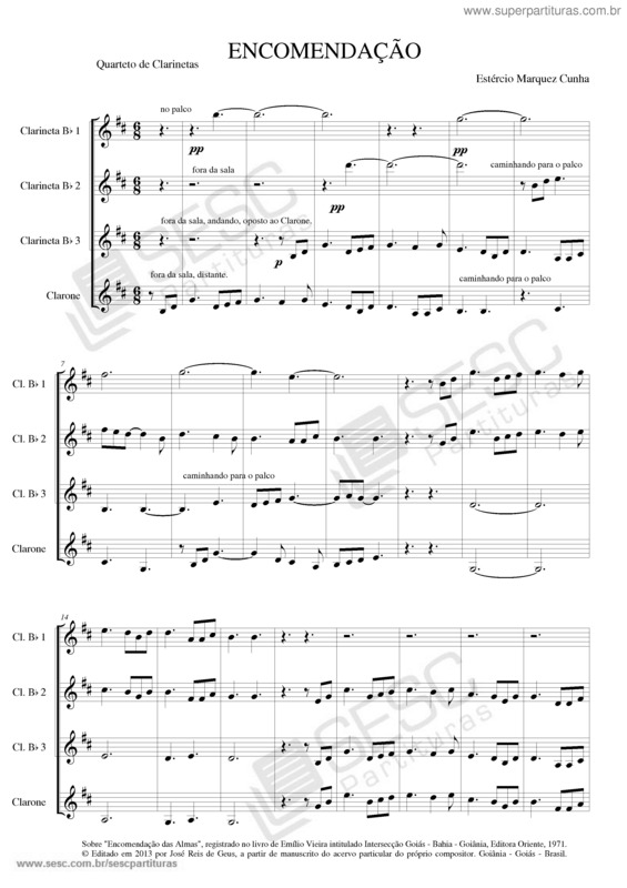 Partitura da música Encomendação