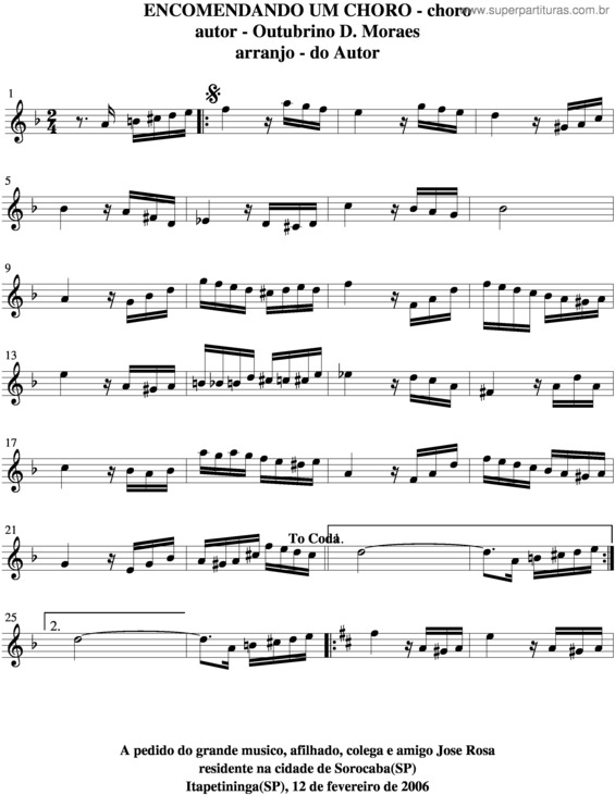 Partitura da música Encomendando Um Choro v.4